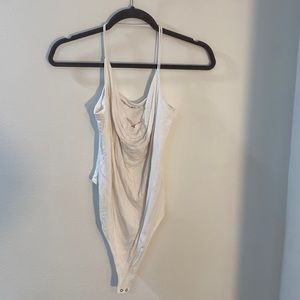 White Cowl Neck Bodysuit